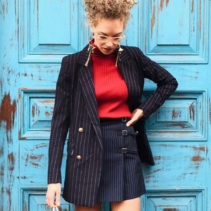 H&M NAVY PINSTRIPE BLAZER WITH GOLD HARDWARE